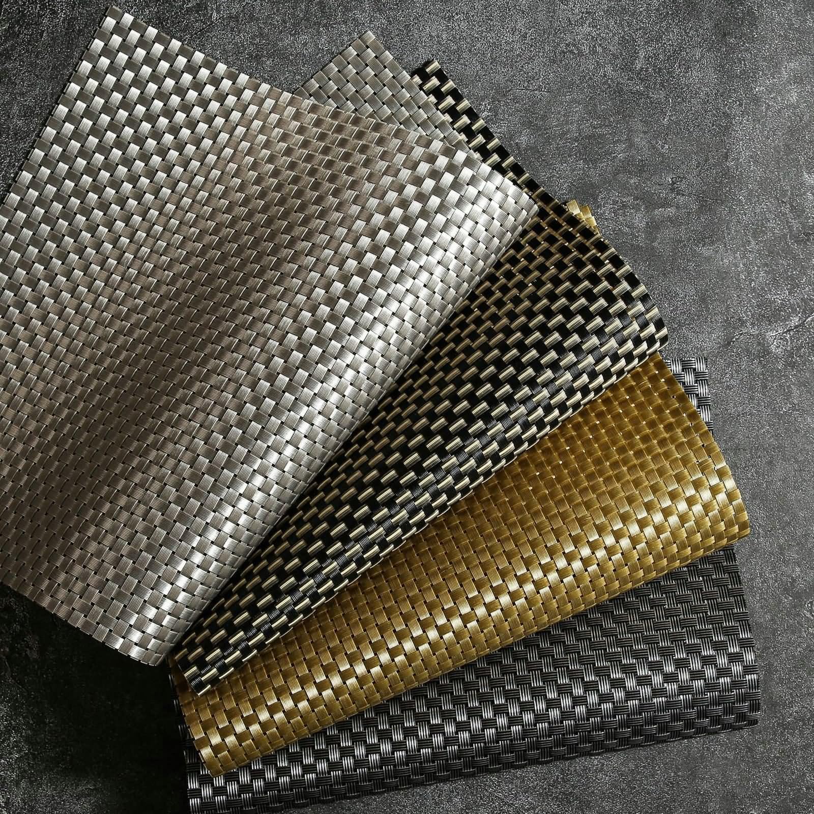 Tischsets Platzsets 6er, Platzset Winter 30x45cm Rechteckig Gewebt Braun Grau PVC für Hause Küche Hotel und Restaurant