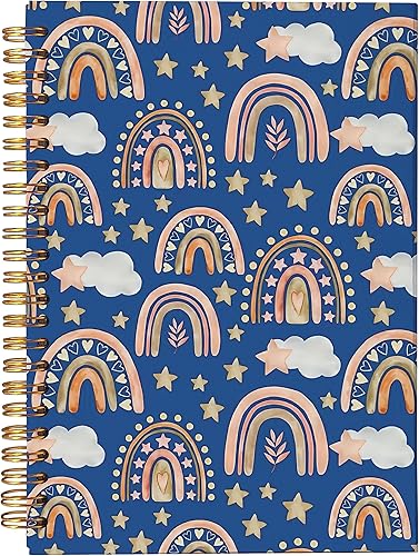 Cuaderno de acuarela bohemio con diseño de nubes, arco iris, rayas, espiral, de 8.3 x 5.5 pulgadas, tapa dura, con rayas universitarias, diario para disponible en Yaxa Venezuela