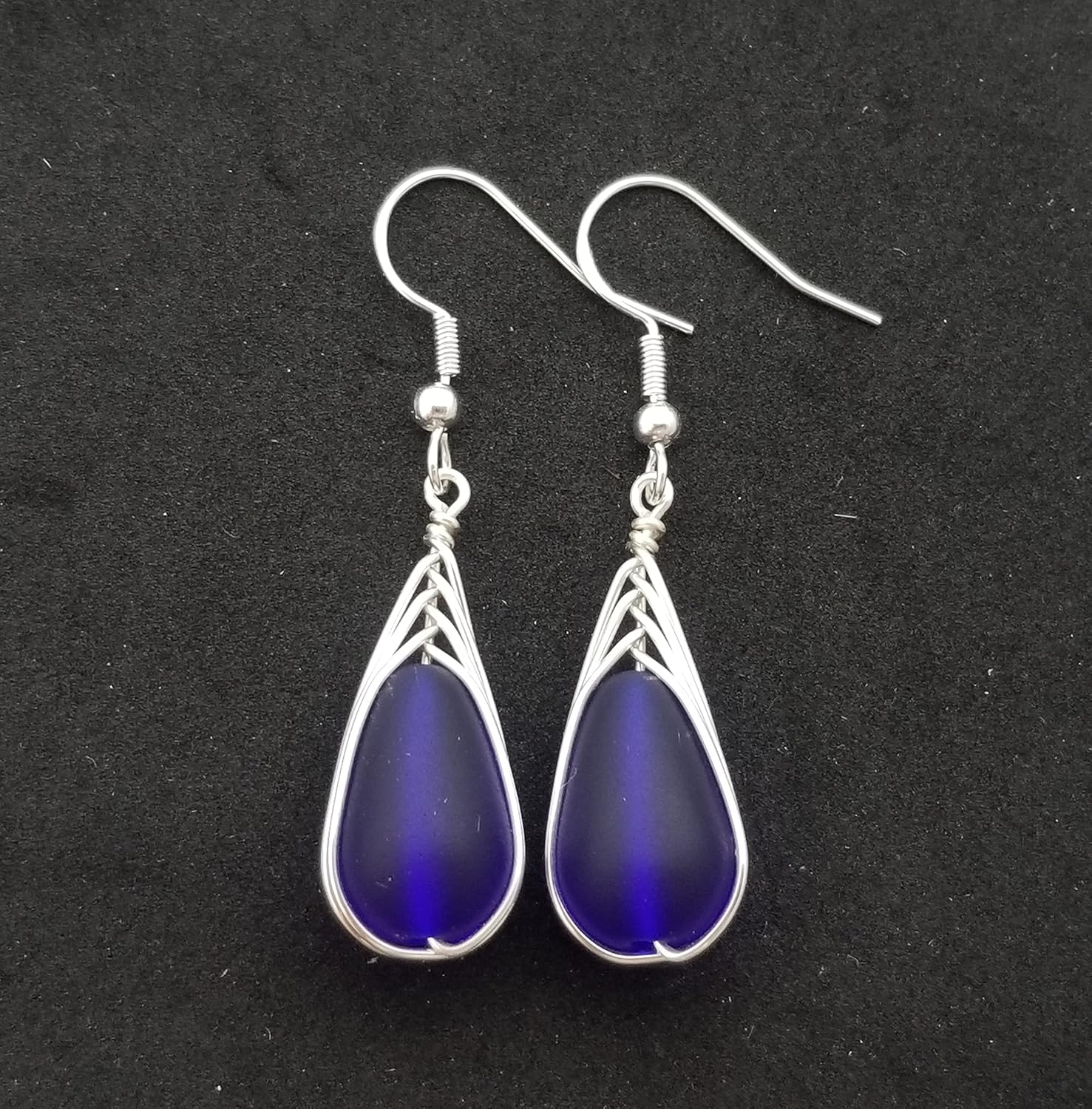 Yinahawaii Handmade Sea Glass Earrings, Hawaiian Jewelry, Wire Braided Earrings Teardrop Earrings, Beach Jewelry Sea Glass Jewelry For Women Birthday Gift - Image 4