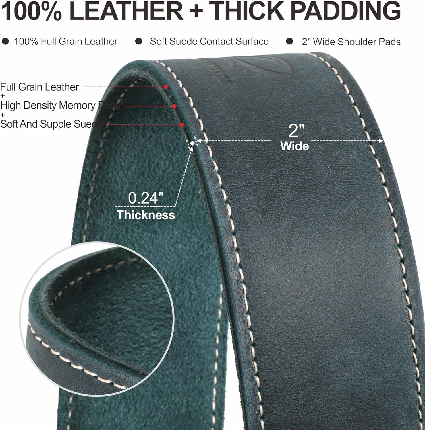 Padwa Lifestyle Green Single Camera Harness Strap for One Camera - Professional Single Full Grain Leather Camera Harness with Thick Padded,Quick Release Gear DSLR Camera Straps for Photographers - Image 3