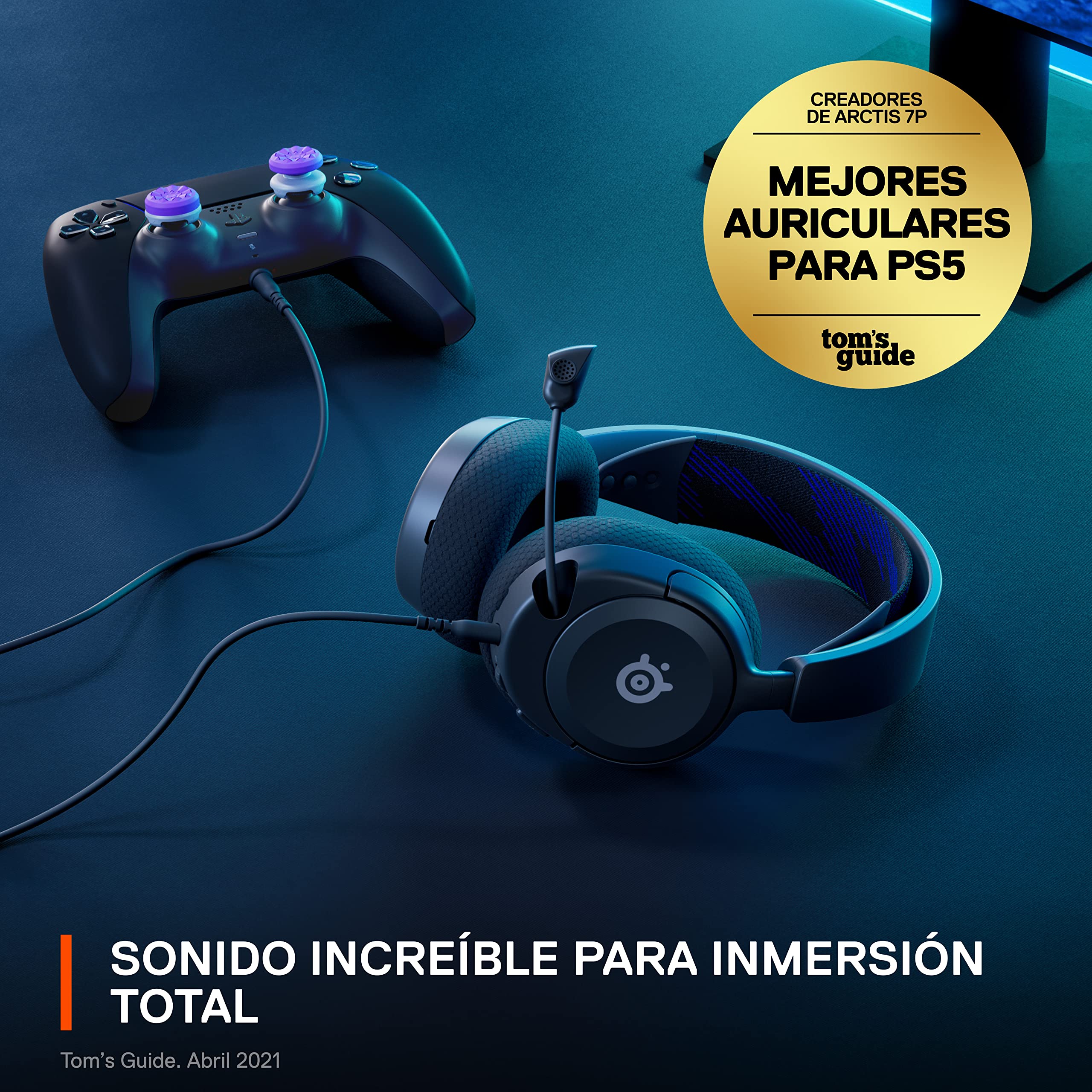 SteelSeries Arctis Nova 1P - Cascos PS5 Con Cable y Multisistema - Controladores Hi-Fi - Audio espacial 360° - Almohadillas de espuma con memoria - Ultraligeros - PS5, PS4, PC, Xbox - Negro