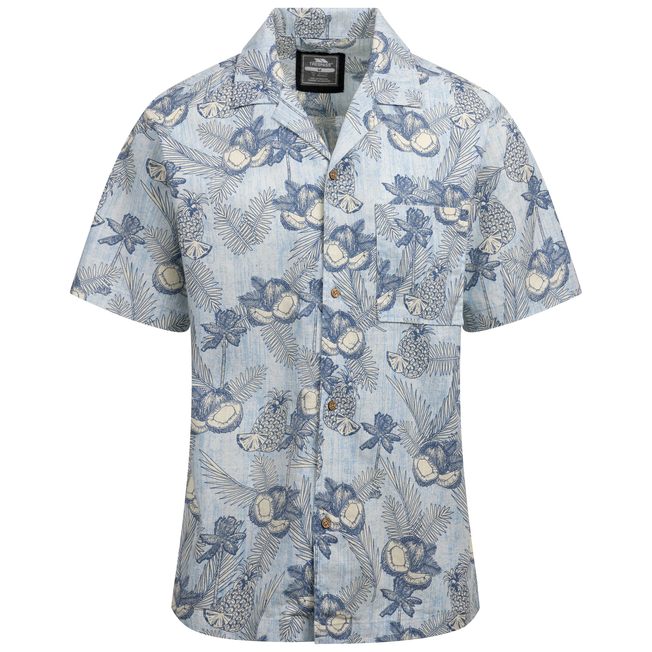 Trespass Mens Casual Shirt Hart Blue Haze Print in Size - L