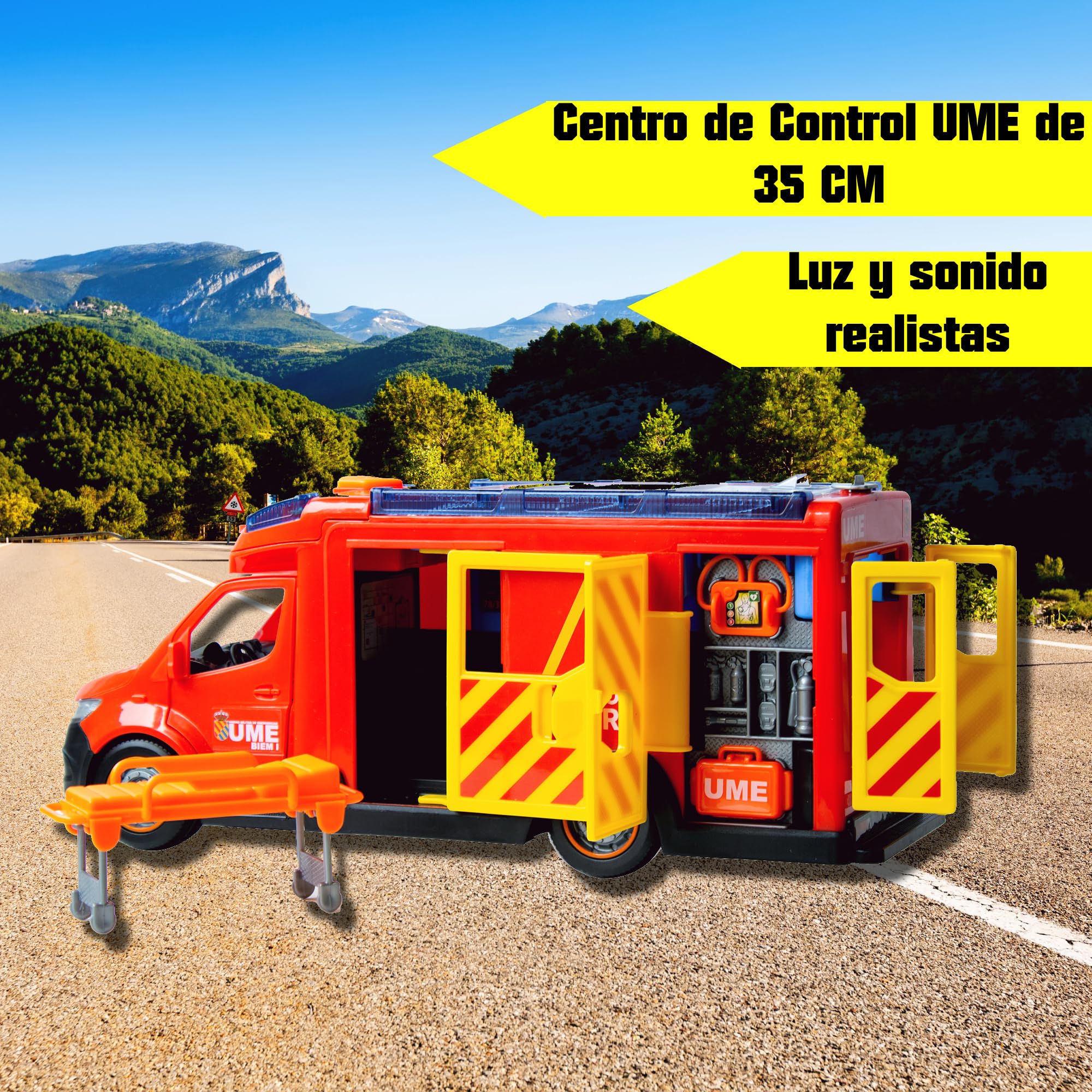 Dickie Toys - Centro di controllo delle emergenze UME, 35 cm, luce e suono, apertura delle porte, Furgone Veicolo Giocattolo Bambini Ragazze a partire dai 3 anni (203716025SI5)