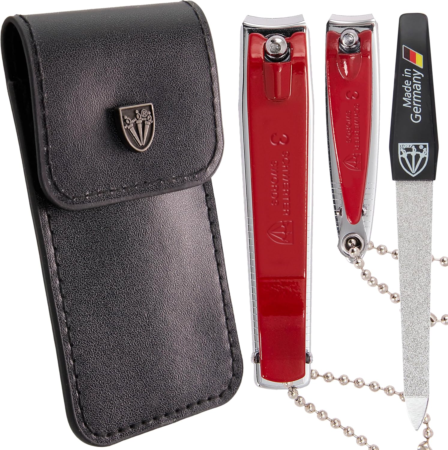 3 Swords Germany – Brand Quality fingernail & toenail Clipper, Manicure, Pedicure Nail Care by with Metal Nail File and case, Silver Color Edition