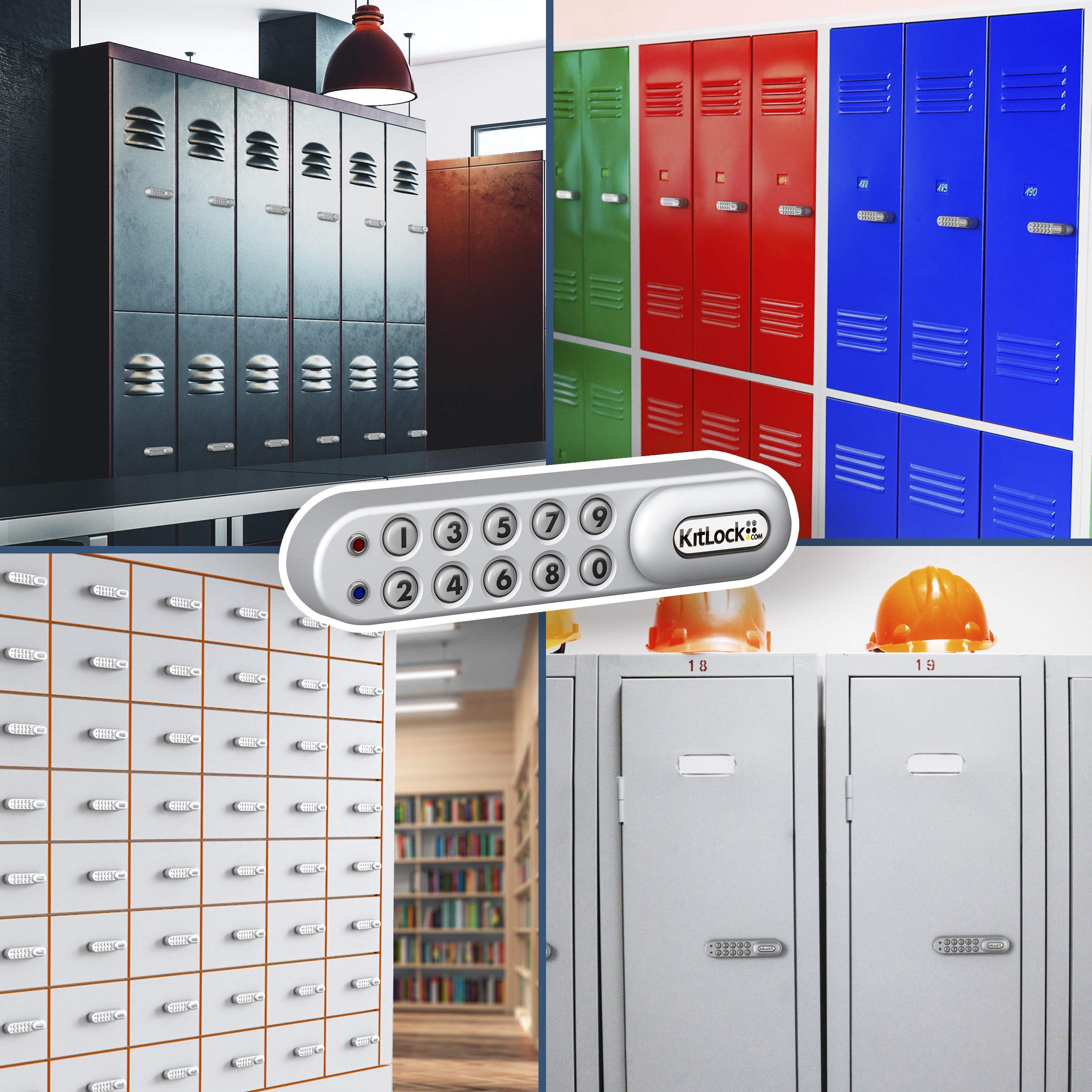 KitLock Elektronikschloss KL1000 | für Spinde Schließfächer und Möbel | schlüssellos mit Zahlenschloss | horizontal Linkshänder | silber