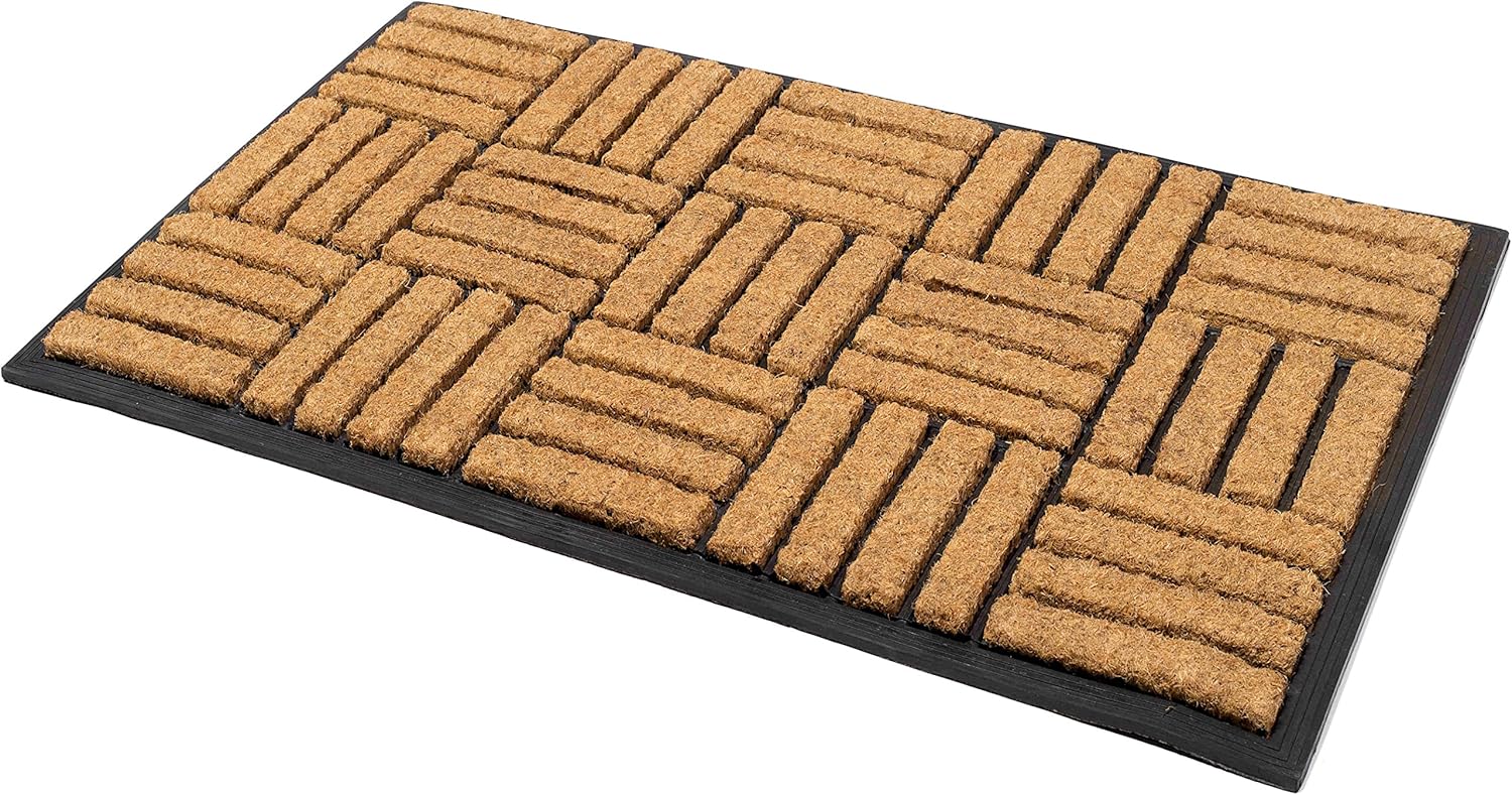 Product image of Fab Habitat Non Slip Doormat - Durable, Thin - Natural Coir & Rubber - Entryway, Front Door, Porch, Patio - Natural Brushed Parquet (24" x 36" Non-Slip)