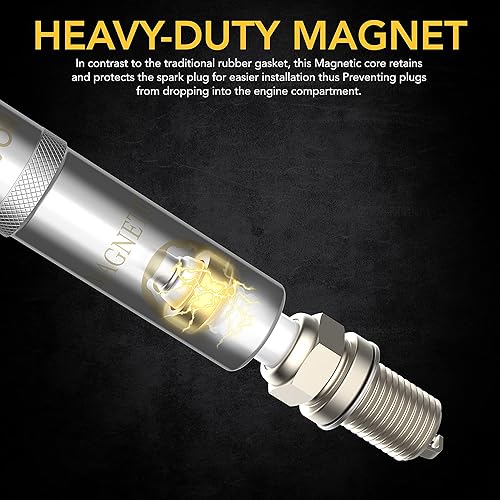 Miniatura 3 de LEXIVON - Bujía giratoria de 9/16 de pulgada, unidad de 3/8 de pulgada x 6 pulgadas de longitud total, diseño magnético con enchufe de pared delgada