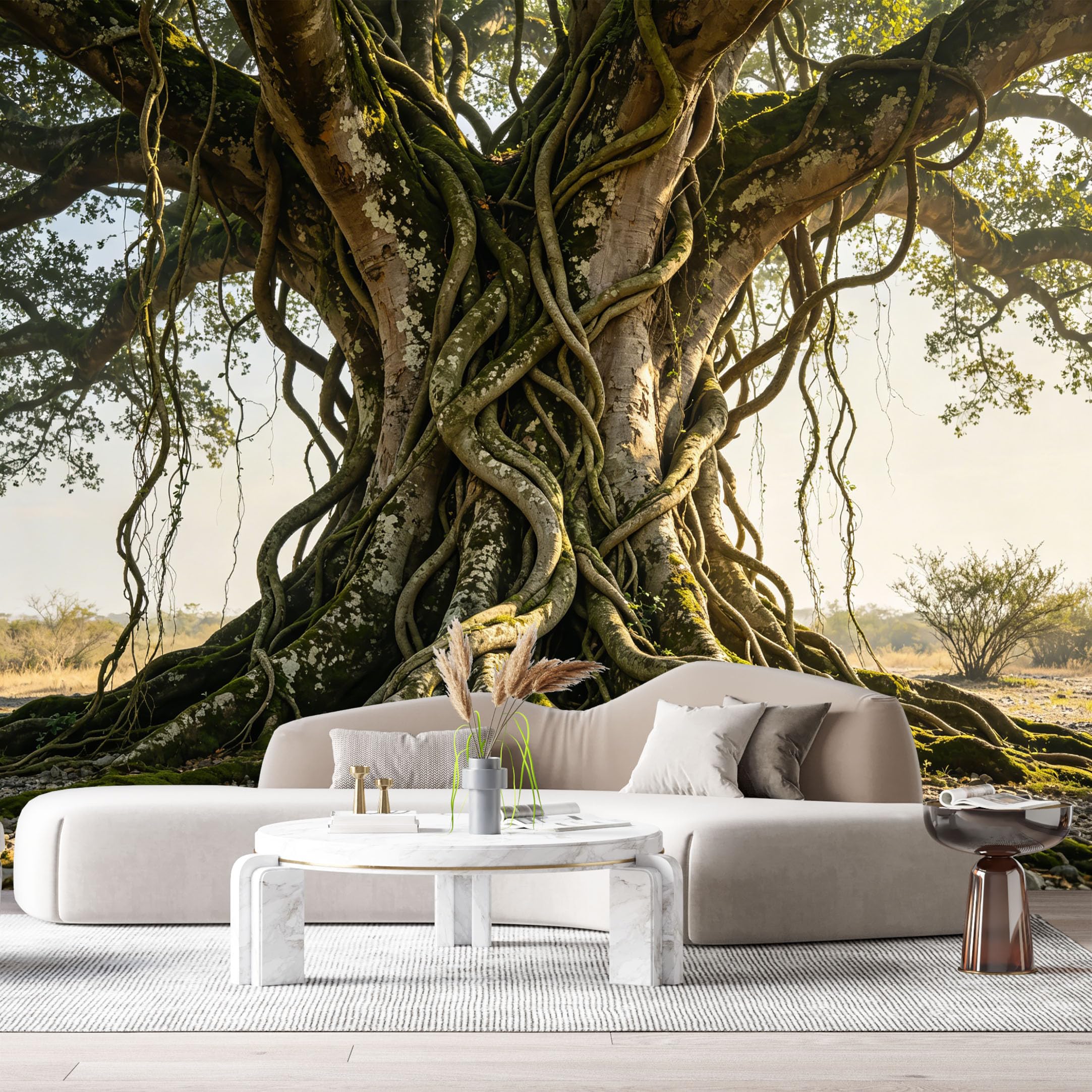 Custom Size Wall Murals Ancient Tree Forest Landscape Botanical Roots Moss Texture SelfAdhesive Wall Fabric Removable Large Wallpaper for Photo Living Room