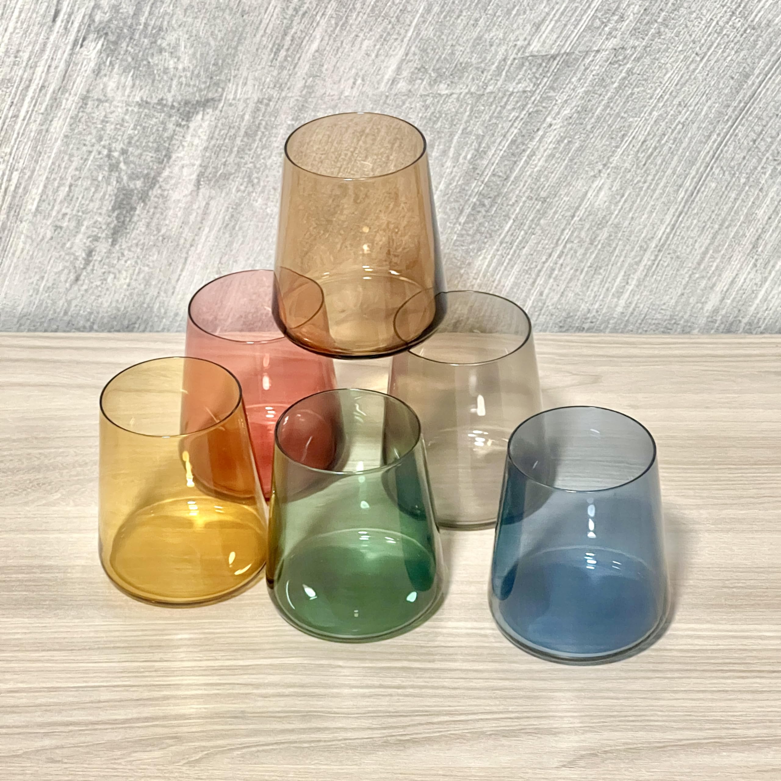 Generico Bicchieri Acqua Colorati set bicchieri colorati da 6 da 380 ml - Bicchieri Vetro Colorati (380 ml)