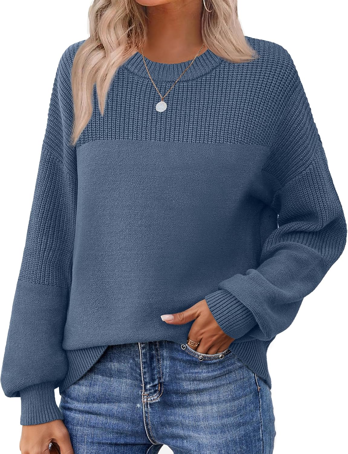 Zeagoo Women's 2026 Fall Chunky Knit Sweater Oversized Crewneck Long Sleeve Winter Cotton Pullover Sweaters Jumper Tops