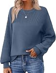 Zeagoo 2025 Fall Chunky Knit Sweater for Women Oversized Crewneck Long Sleeve Cotton Pullover Sweaters Jumper Tops