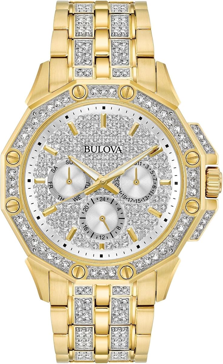 Reloj de cuarzo con cronógrafo Crystal Octava para hombre, esfera de cristal pavé
