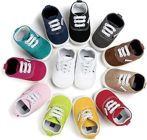 Miniatura 2 de Tenis de lona unisex para bebés, niños y niñas, suela de goma suave, tobillo alto, zapatos de cuna para niños pequeños