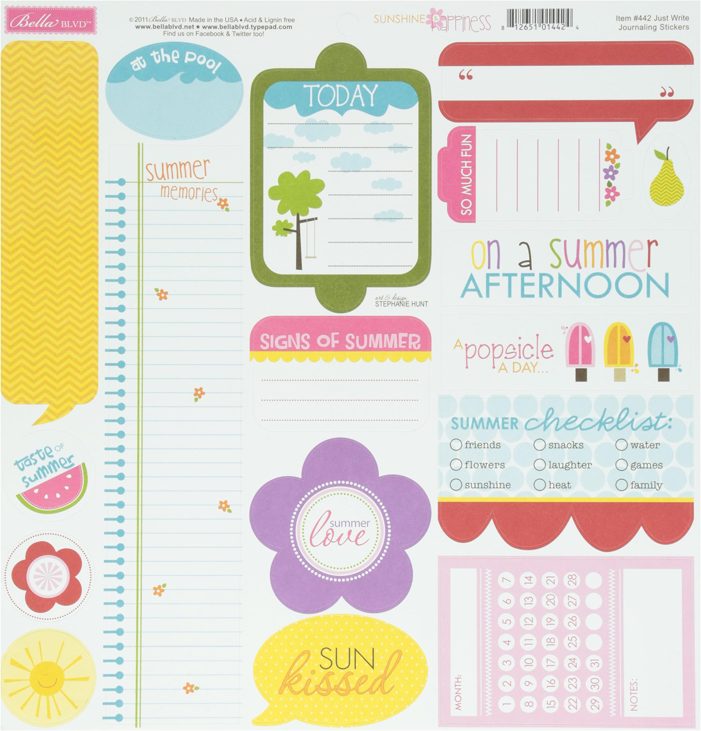 Bella Blvd Sunshine and Happiness, Just Write Journaling Stickers