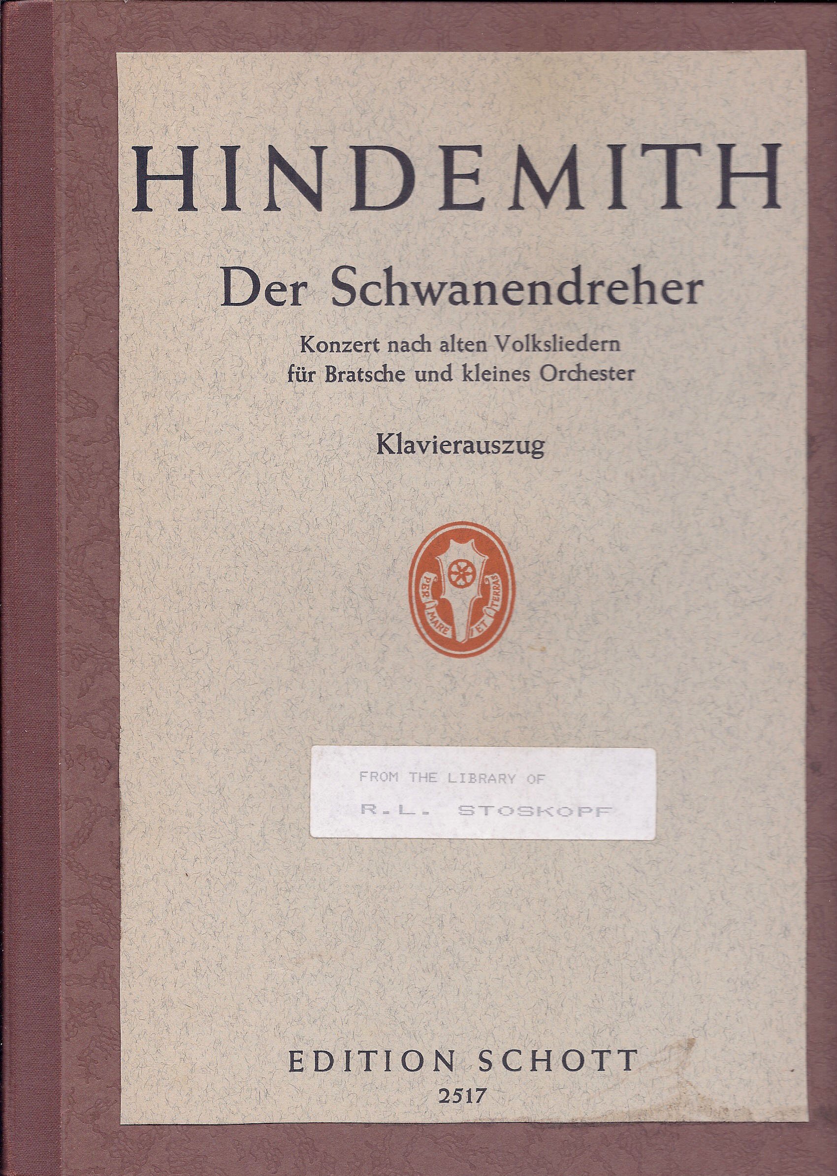 Der Schwanendreher (1935-1936): After Old Folksongs Viola and Piano