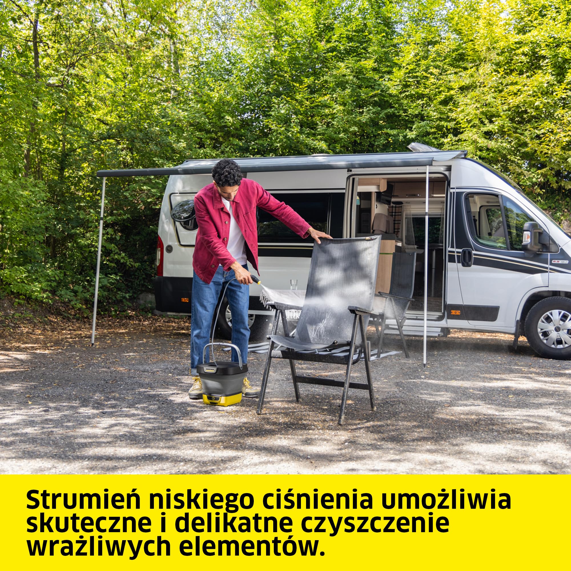 Kärcher myjka ciśnieniowa OC 3 Foldable PJ, mobilne czyszczenie roweru, kampingu i ogrodu, niskie ciśnienie, akumulator litowo-jonowy, składany zbiornik na wodę: 8 l, dysza płaska, dysza punktowa