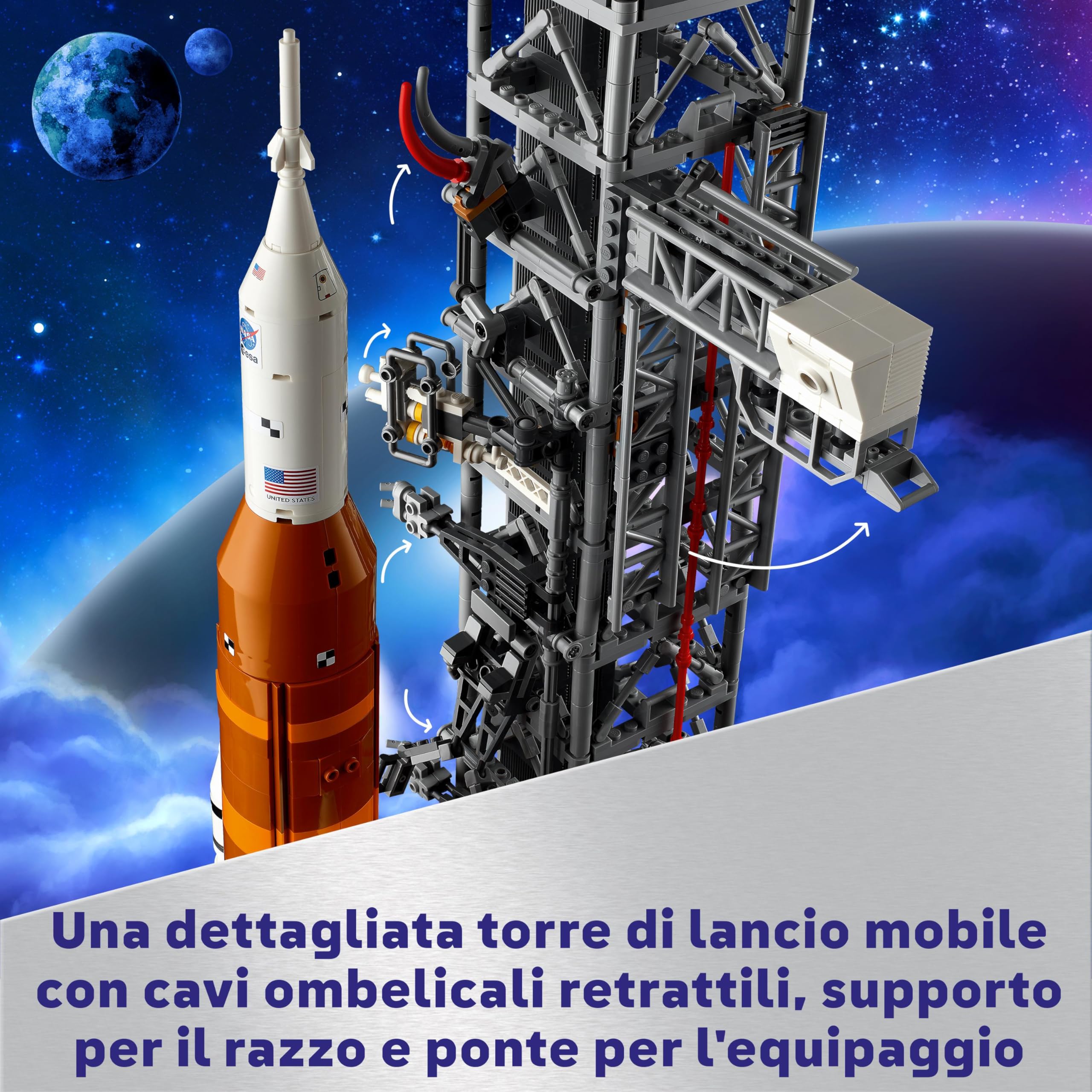 LEGO Icons Sistema di Lancio Spaziale NASA Artemis, Modellino da Costruire di Razzo con Stadi Separabili, Torre di Lancio e Modulo Orion, Idea Regalo da Collezione per Adulti a Tema Spazio 10341