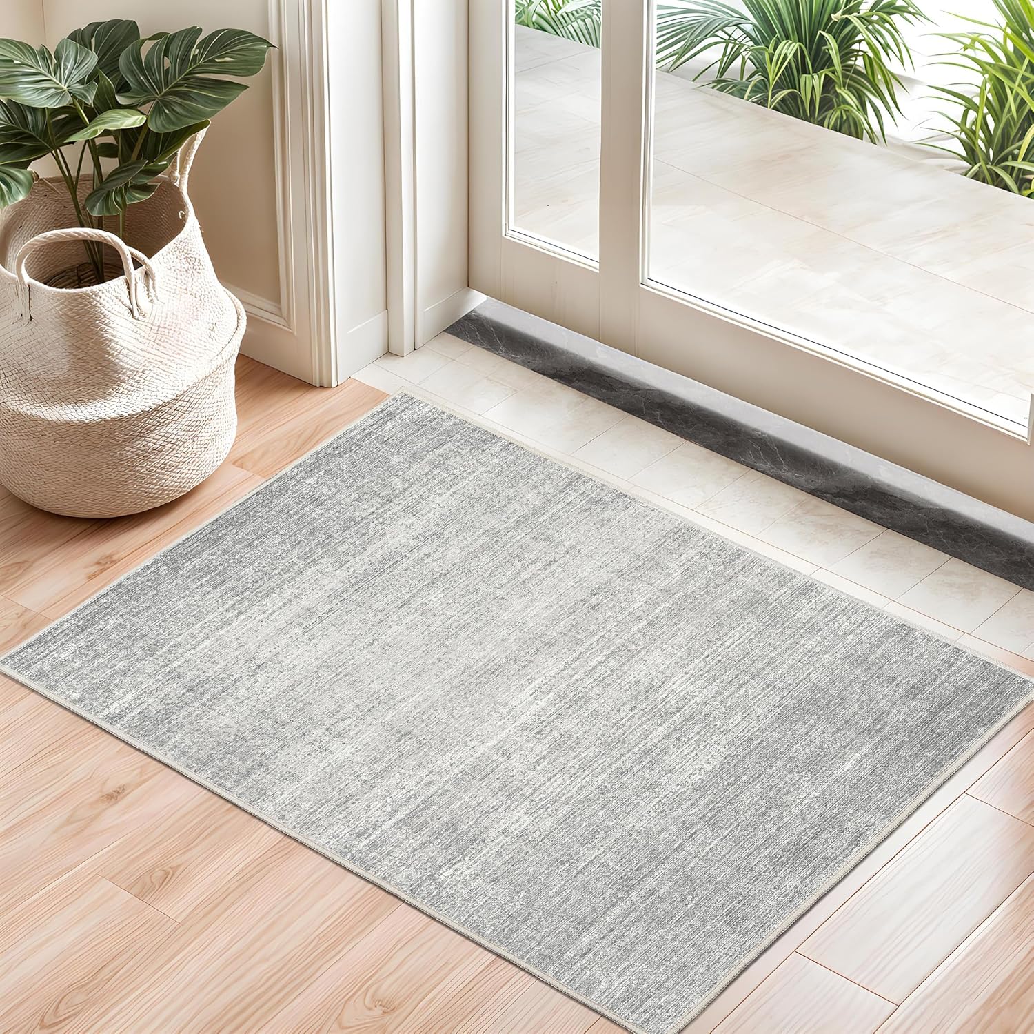 Valenrug Washable Rugs 2x3 - Stain Resistant 2x3 Area Rugs for Living Room, Non Slip Backing Large Area Rugs for Bedroom, Folable Machine Washable Area Rug (2'x3', Grey)