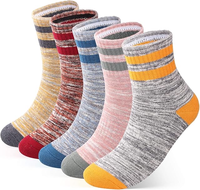 ElifeAcc 5 Pairs Thermal Women Socks Wool Ladies Warm Socks Size UK 4-7 Multipack