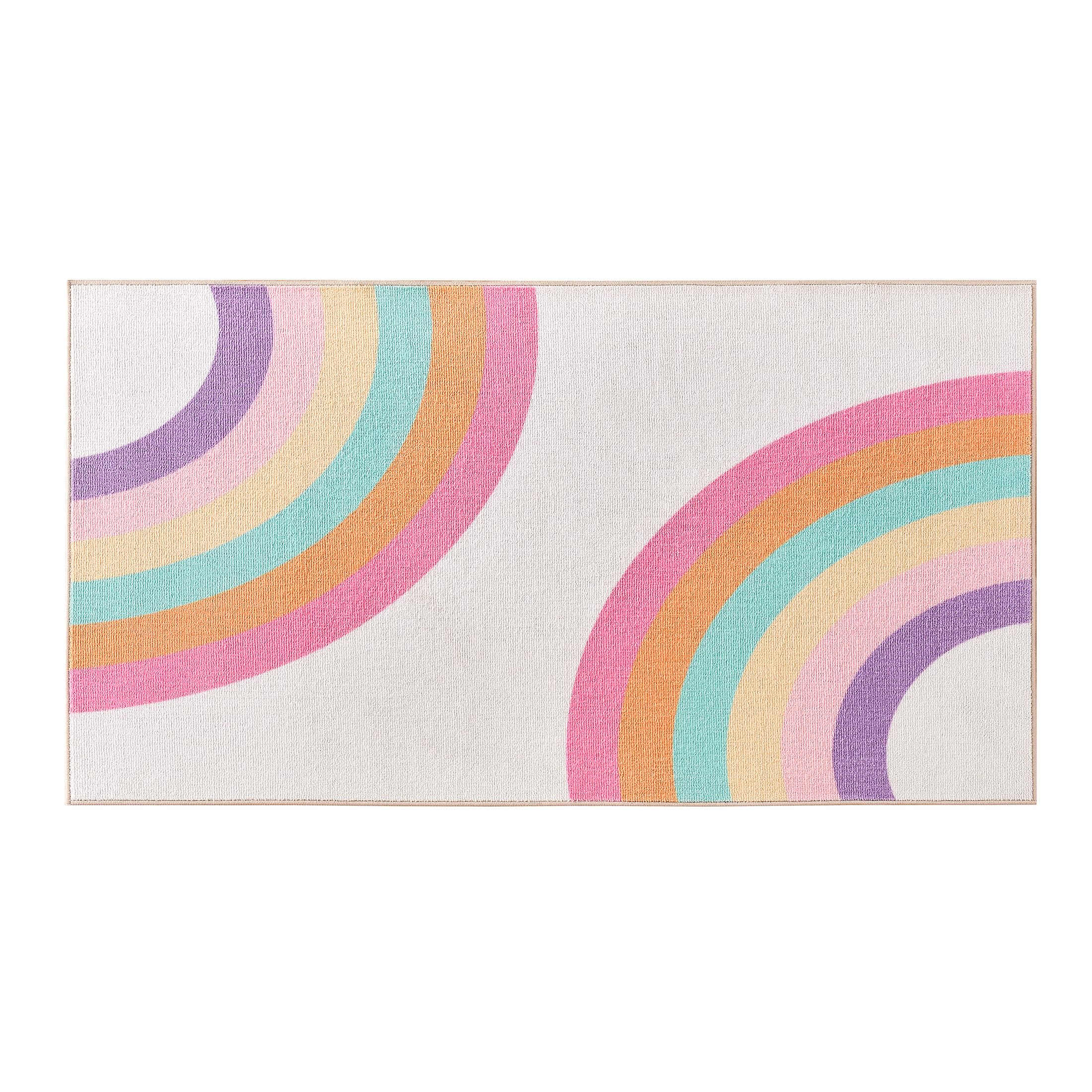 Sonive Rosa Regenbogen Teppich Kinderteppich für Junge Mädchen 120x170cm | Rutschfeste Krabbelmatte für Wohnzimmer, Schlafzimmer, Kinderzimmer