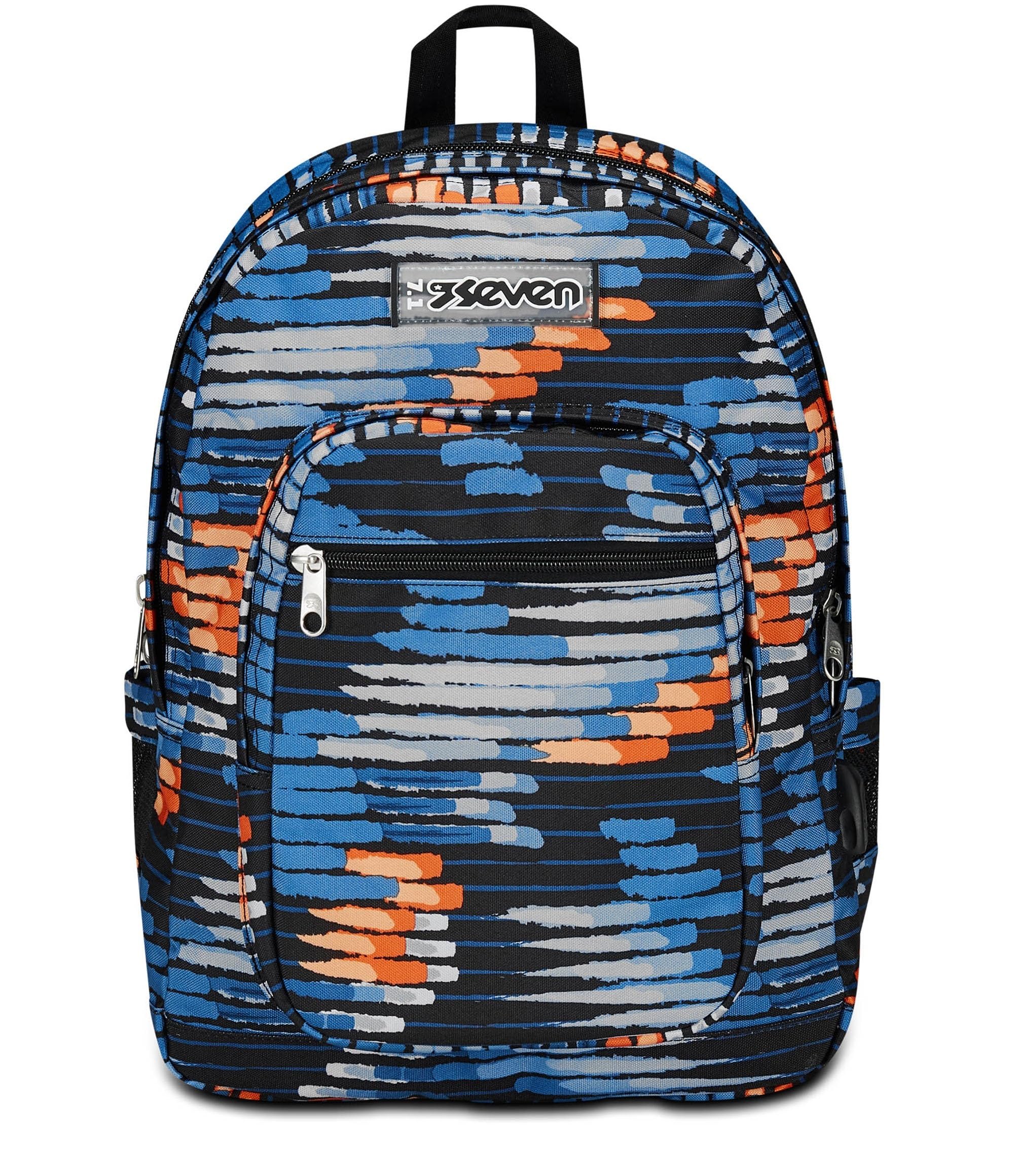 Seven Mochila escolar Freethink, azul naranja, Boy, mochila doble compartimento con soporte USB, bolsillo para PC o tableta y bolsillo porta botella, mochila mediana y superior, niño, turquesa, talla