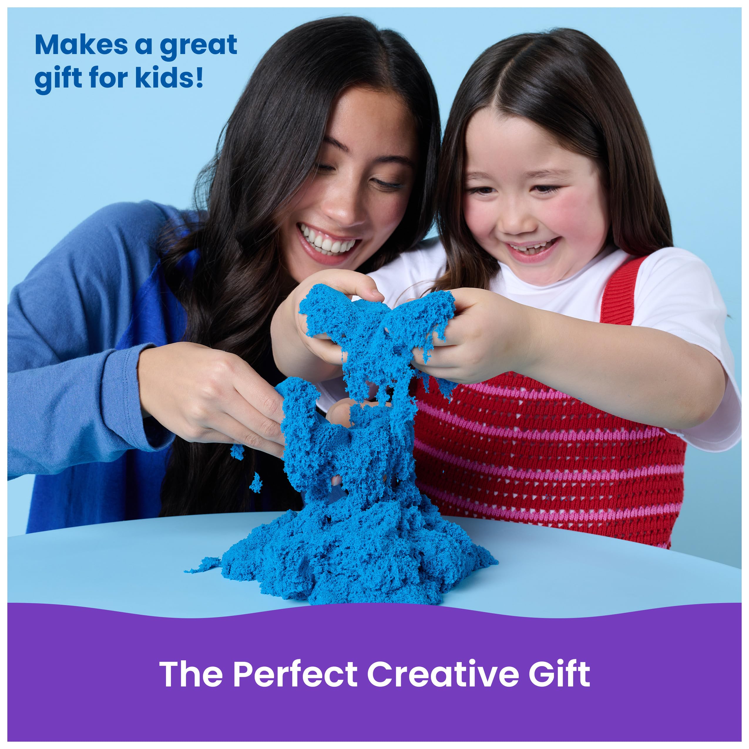 Kinetic Sand, Megacaja con 5 kg de arena de juego moldeable azul, juguetes y mesa sensoriales, kits de manualidades, a partir de 3 años