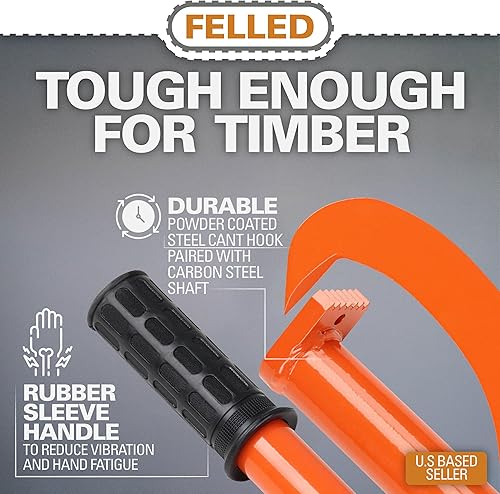 Miniatura 5 de Felled Herramienta de registro de gancho de canto de 60 pulgadas - Herramienta de rodillo de troncos para cortar madera, levantador de cantos