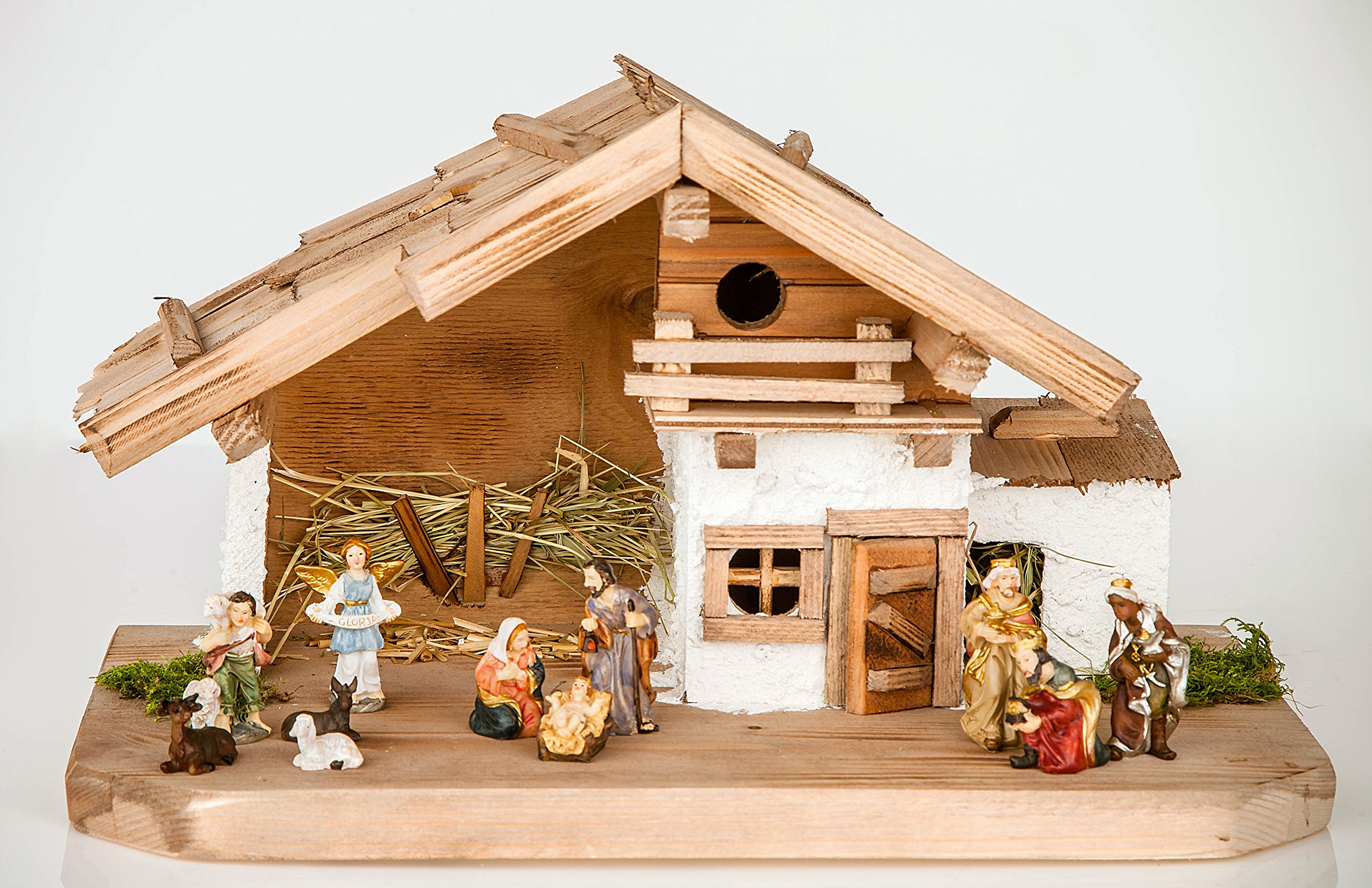 Duża Szopka Bożonarodzeniowa Szopka (W17+KF7) - z Figurkami ok. 6 cm - Szopka Bożonarodzeniowa