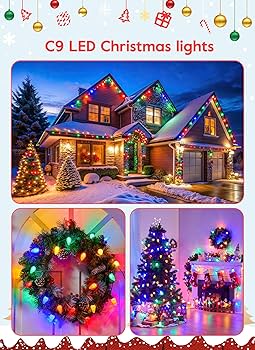 クリスマス Christmas C9 Christmas Lights Outdoor, 114 Feet 150 LED C9 String