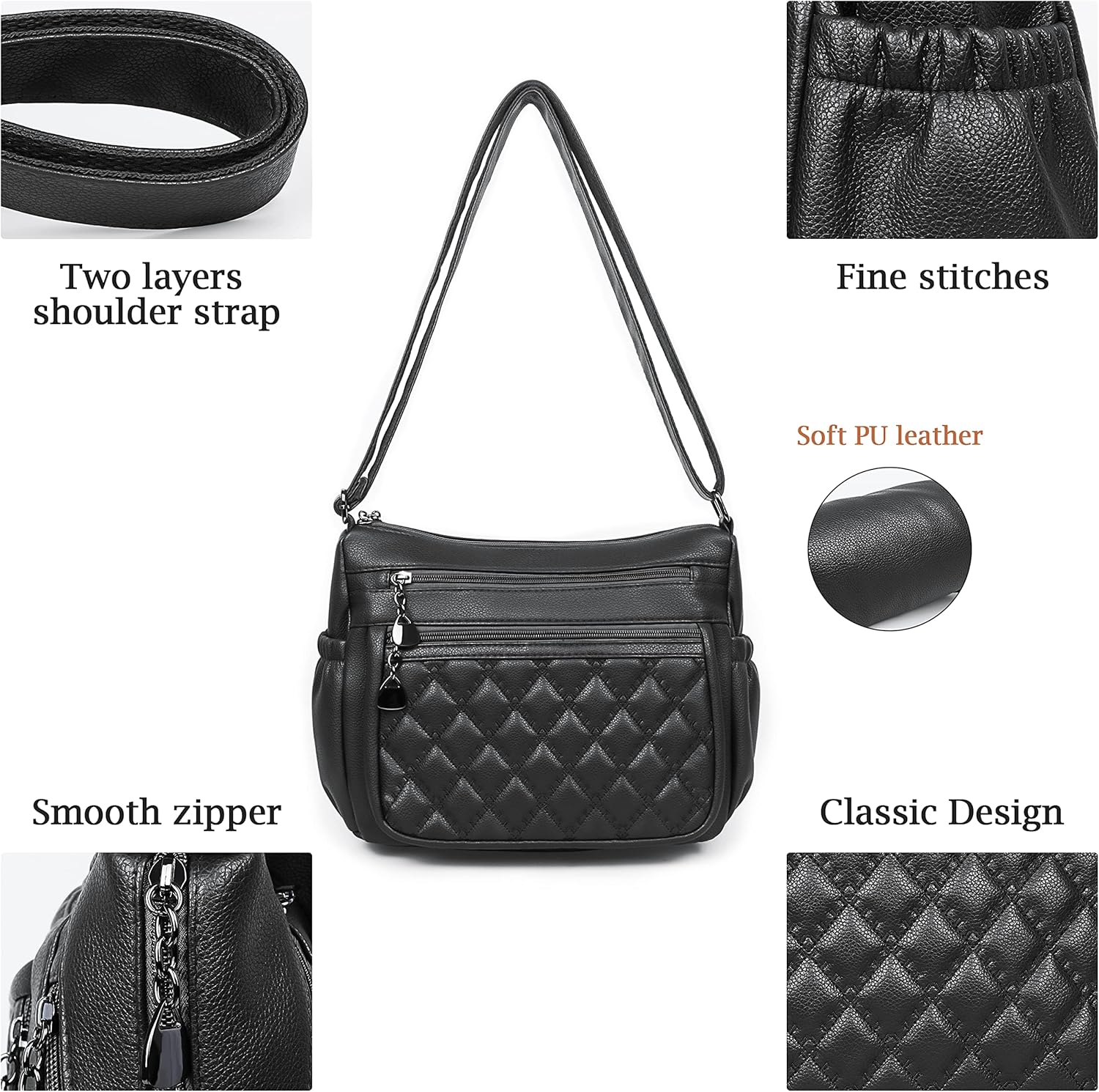 Crossbody Purse for Women Ladies Soft PU Leather Shoulder Bag Medium Roomy Handbag Fashion Tote Top Handle Satchel - Image 6