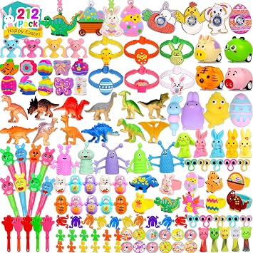 U-Zomir 212 Pack Easter Egg Fillers for Kids, Easter Basket Stuffers Easter Egg Stuffers for Kids Boys Girls, Small Easter Toys for Hunt Party Supplies