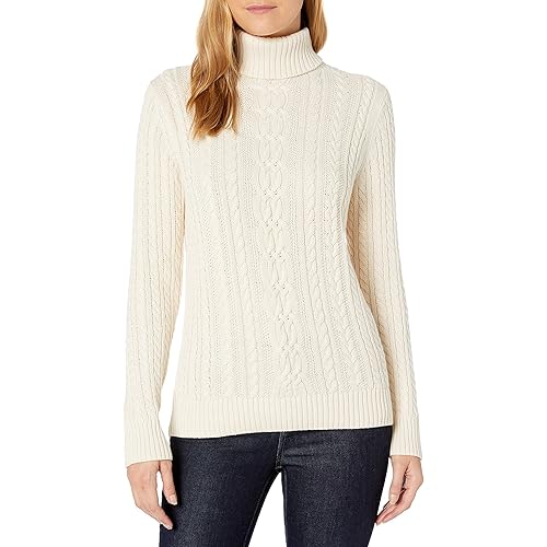 Amazon Essentials Women's Fisherman Cable Turtleneck Sweater (Available in Plus Size)