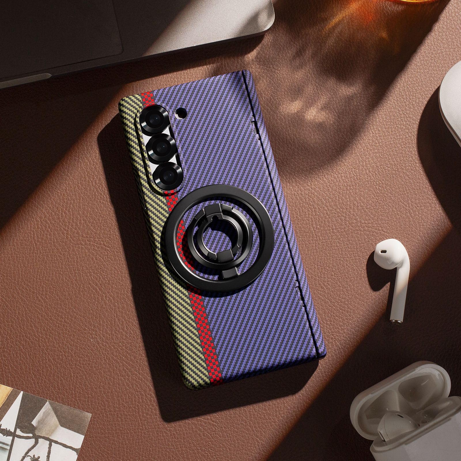 Coque Samsung Z Fold 6 charnière protégée contre les chutes support carbone