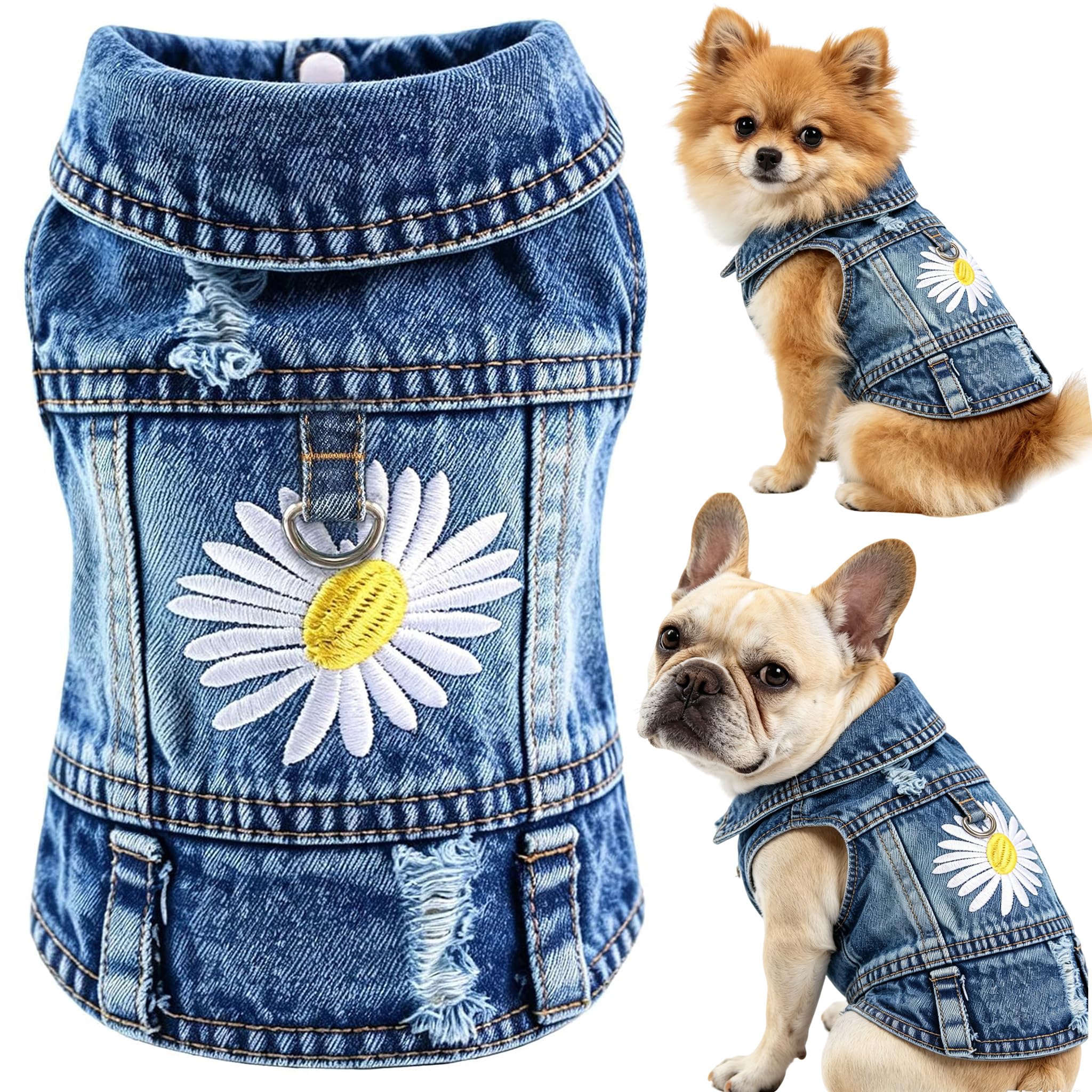 Veste en jean pour chien avec anneau D de laisse intégré veste Taille L