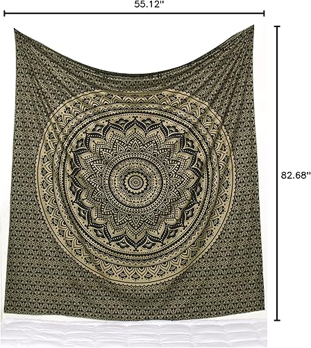 Vista 244 de Popular Handicrafts Tapestry Wall Hanging Hippie Ombre Mandala Bohemian HippyMetallic Shine Intricate Indian Tapestries Bedspread 84 x 90 Inches