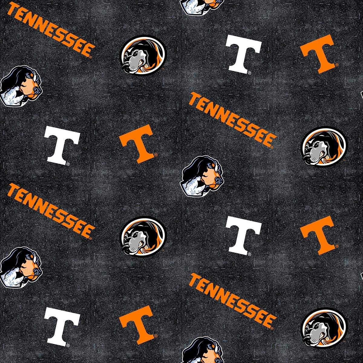 UNIVERSITY OF TENNESSEE FLANNEL FABRIC WITH DISTRESSED GROUND-TENNESSEE VOLUNTEERS 100% COTTON FLANNEL FABRIC SOLD BY THE YARD