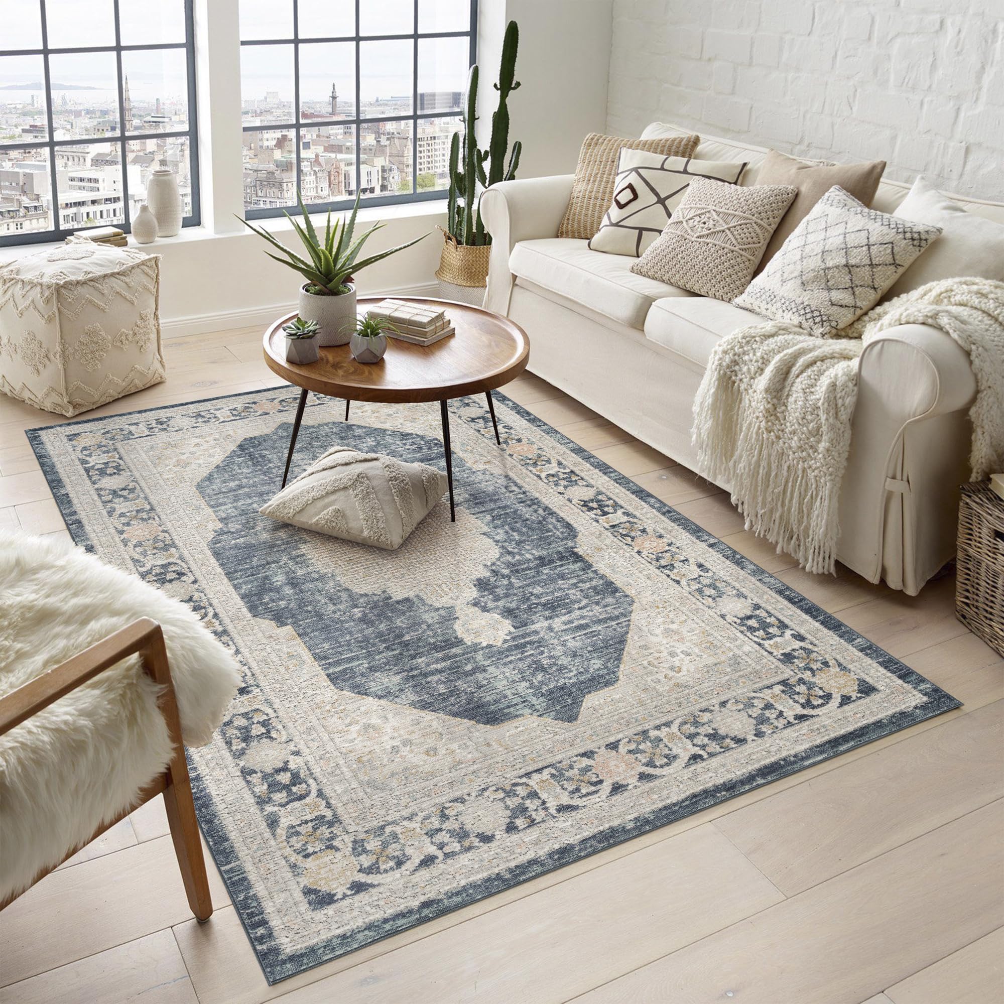 Desire Rugs Maia Navy Orchid Floral Non Slip Rug 200 x 300cm