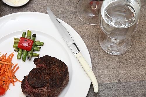 Miniatura 5 de Fortessa Cuchillo de carne dentado provenzal, 9.25 pulgadas, mango de madera oscura, juego de 6