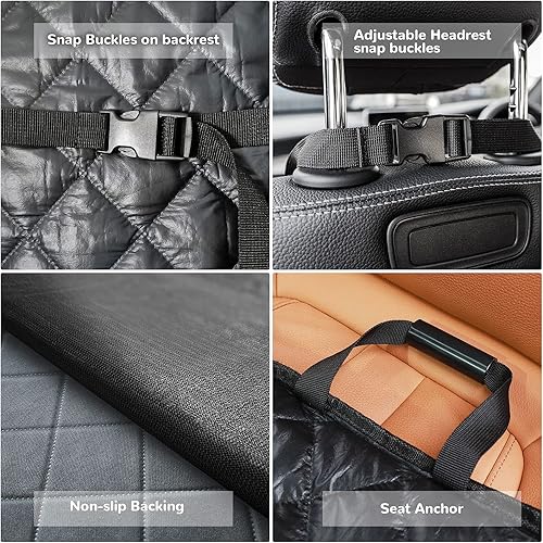Miniatura 5 de URPOWER Funda de asiento delantero para perros, 100% impermeable, antideslizante, protector de asiento de coche para mascotas, acolchado y duradero,