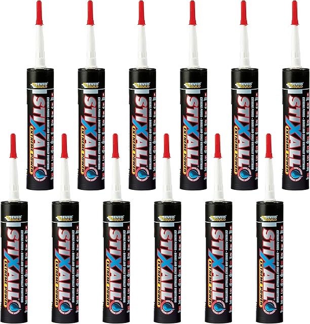 12 x Clear Everbuild Stixall MS Polymer Grab Sealant Adhesive - 290ml