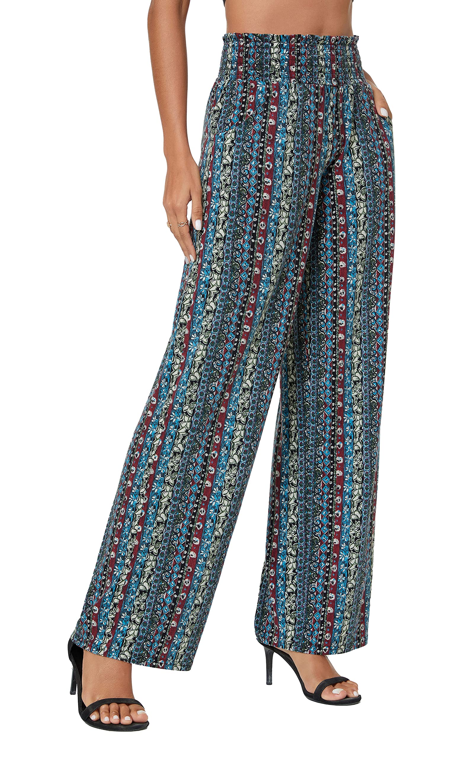 Casual Pierna Recta Boho Yoga Pantalones Cintura Elástica con Bolsillos