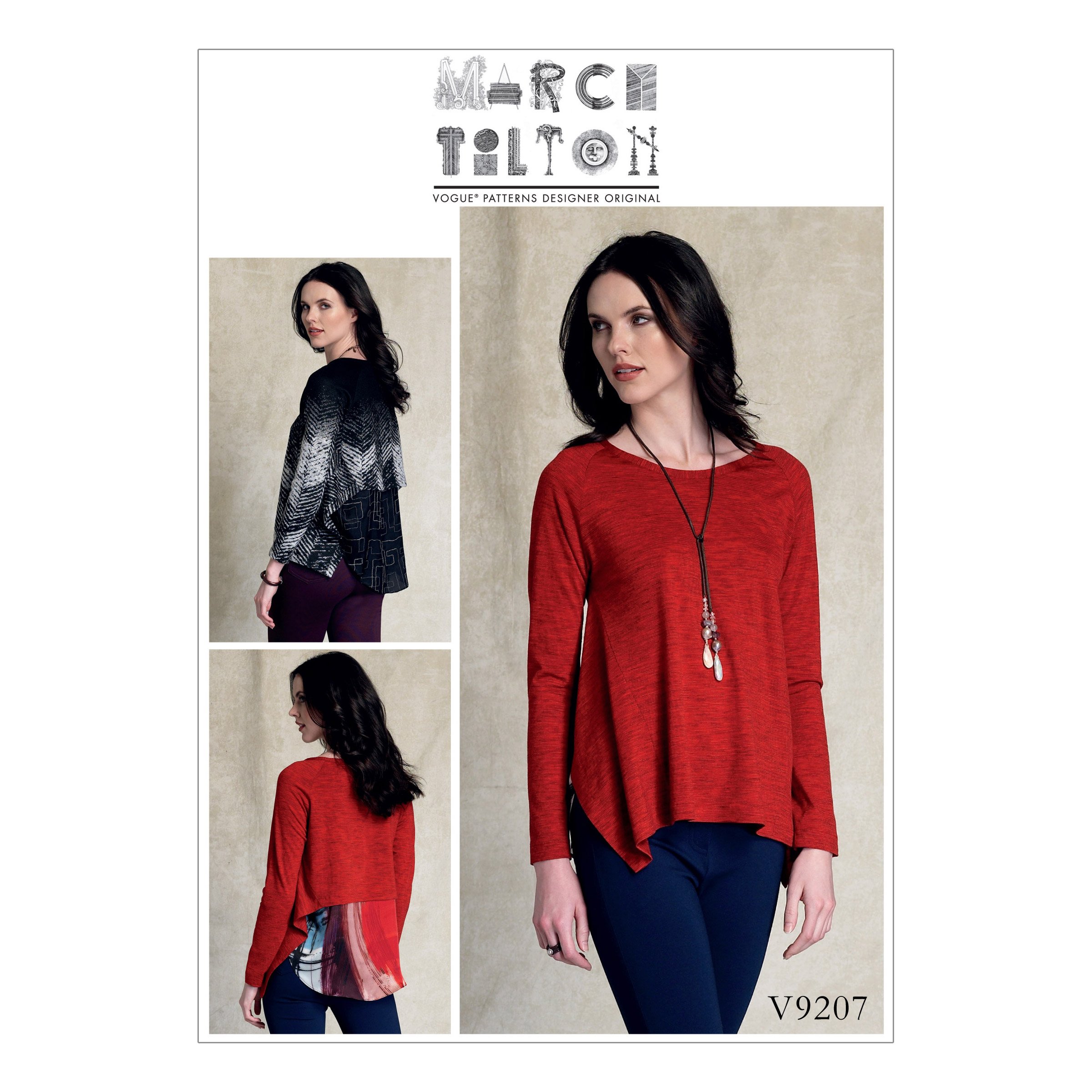 Haut pour femme Vogue Patterns 9207 ZZ en soie multicolore grandes tailles LRG-XXL