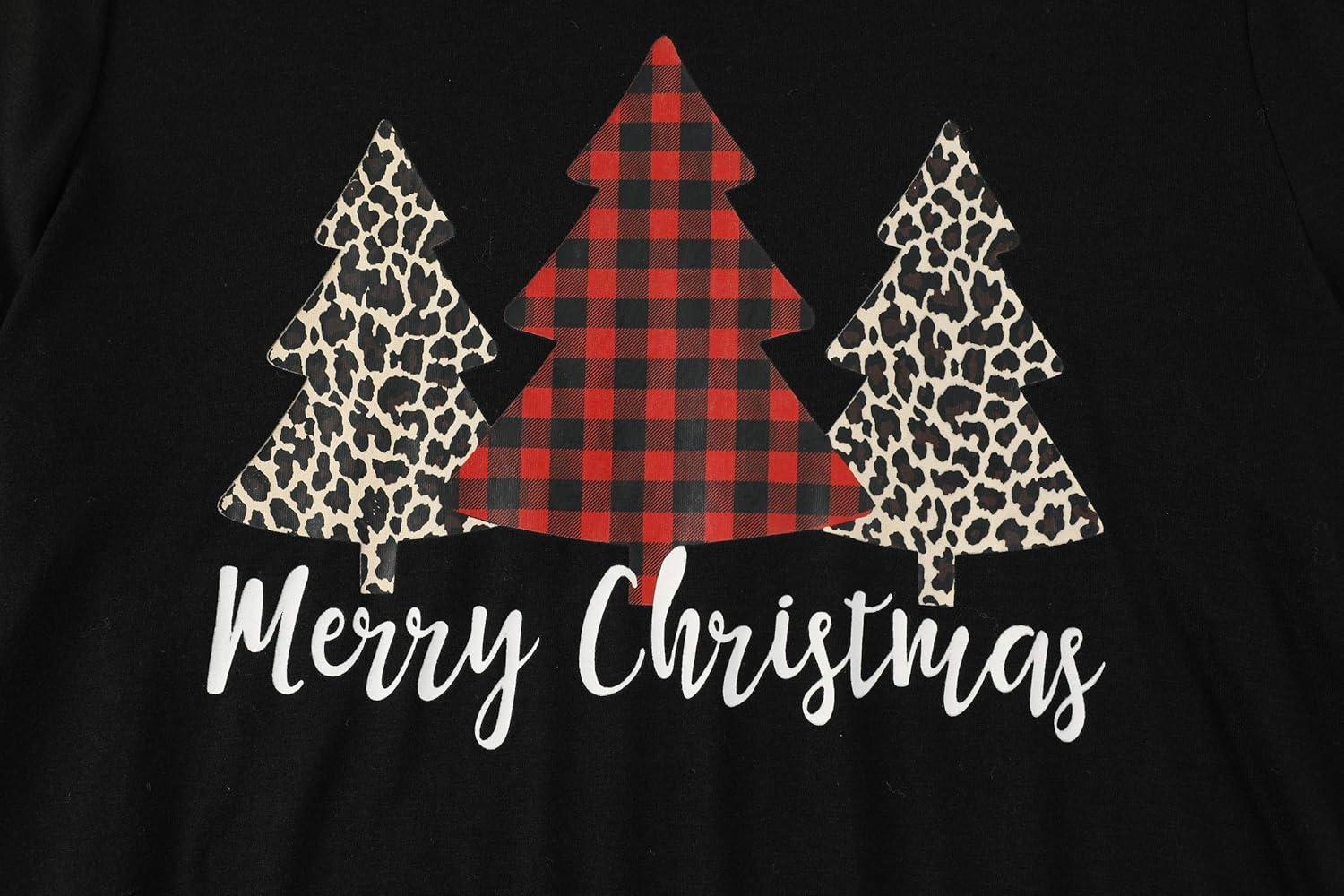 Women's Merry Christmas Shirts Funny Leopard Plaid Tree Graphic Cute Long Sleeve Crewneck Tees Tops - Image 3