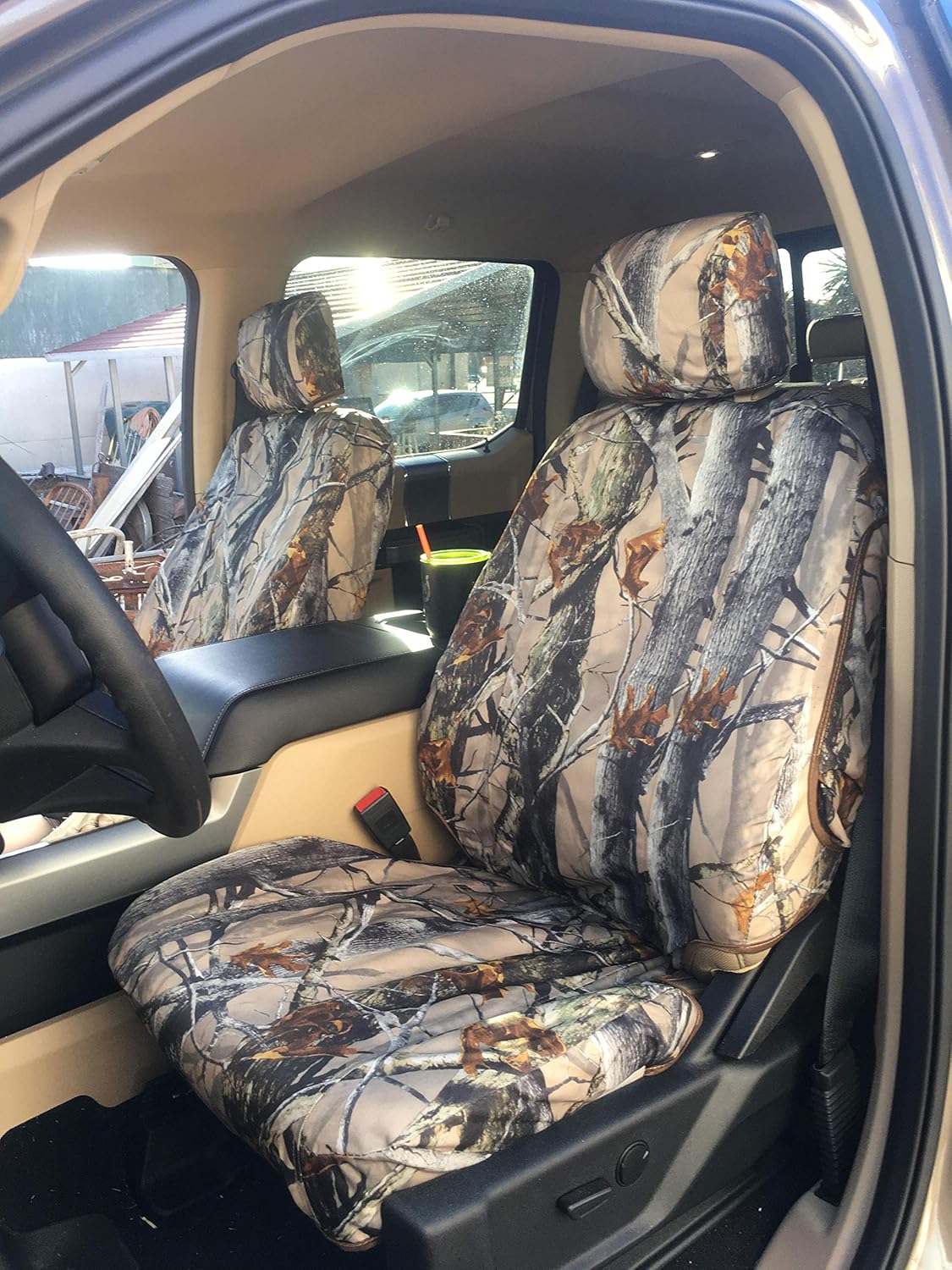 Durafit Seat Covers, F511 XD3 Camo Waterproof Exact Seat Covers Compatible with 2015-2025 Ford F150-F550 XL/XLT/Lariat Front Buckets, Adjustable HR, Manual OR Electric Seats