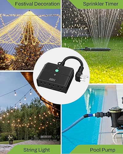 Vista 26 de Enchufe WiFi inteligente para exteriores, temporizador Wi-Fi de alta resistencia HBN con dos tomas de corriente con conexión a tierra, control