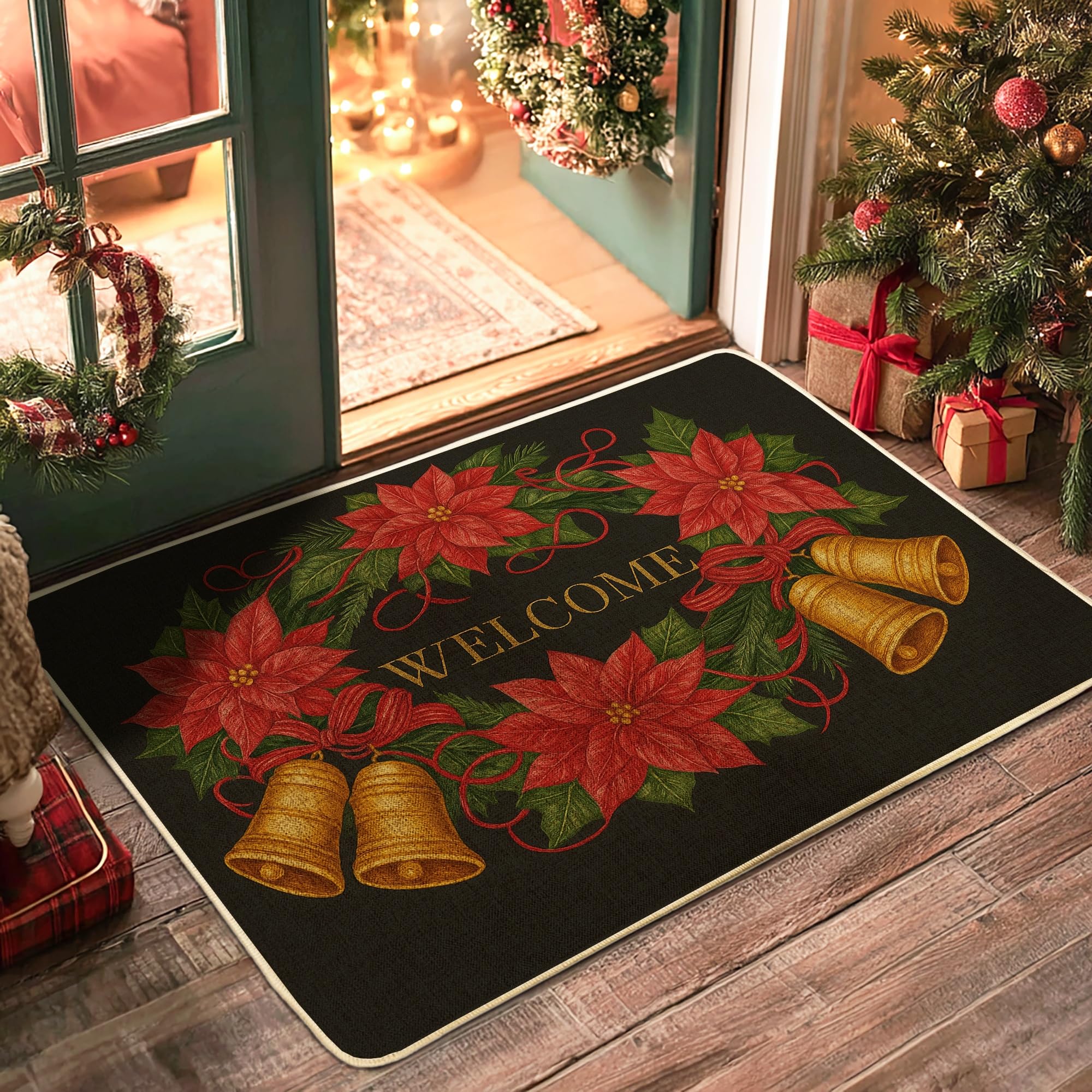 Paillasson de Noël résistant à la saleté pour stopper la boue dans l'entrée