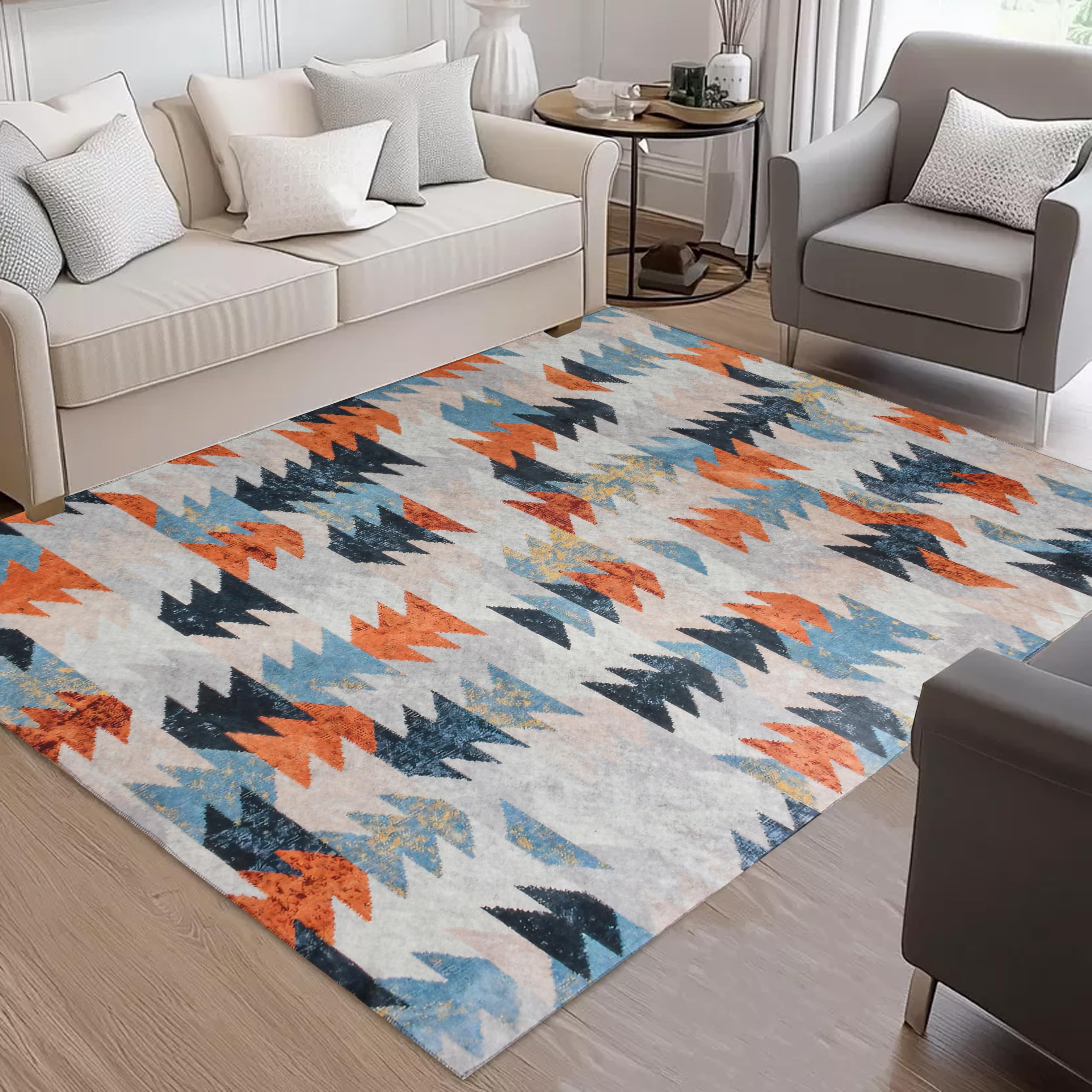 Cotton Bolls Textiles Printed Flat Room Carpet, Plain Rug for Living Room, 5 x 7 Feet |Traditional Rug for Living Room | Multicolor-image-17