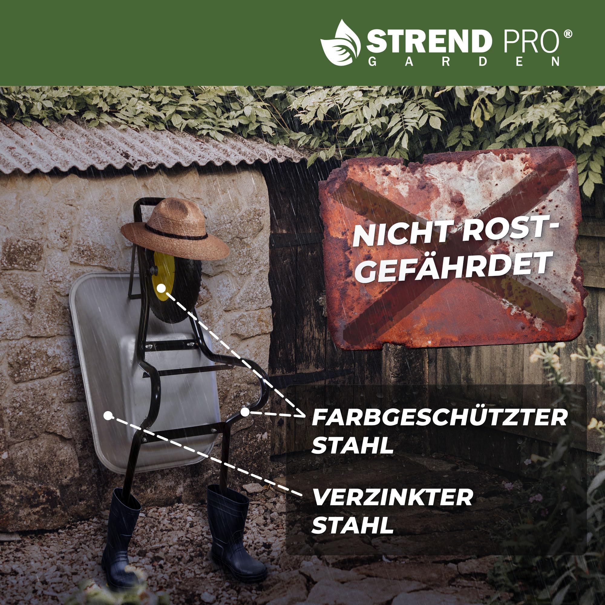 Schubkarre mit Lufträder 85L 250KG | Bauschubkarre | LEICHT und PRAKTISCH Schubkarre groß | Schiebkarre | Gartenschubkarre | Schiebetruhe