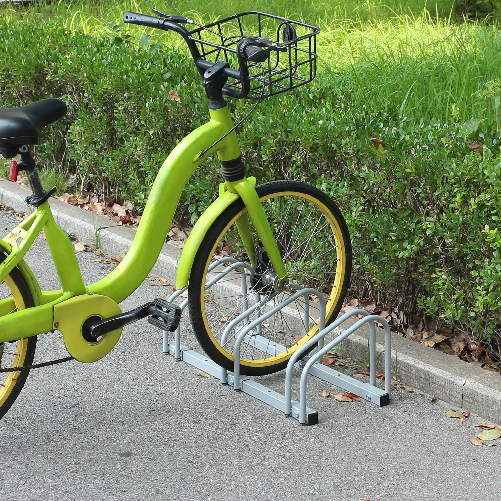 Wiltec Fahrradständer für 3 Fahrräder 70,5x33x27cm grau pulverbeschichteter Stahl und für Bodenmontage geeignet Reihenparker Fahrradbügel Sport & Freizeit