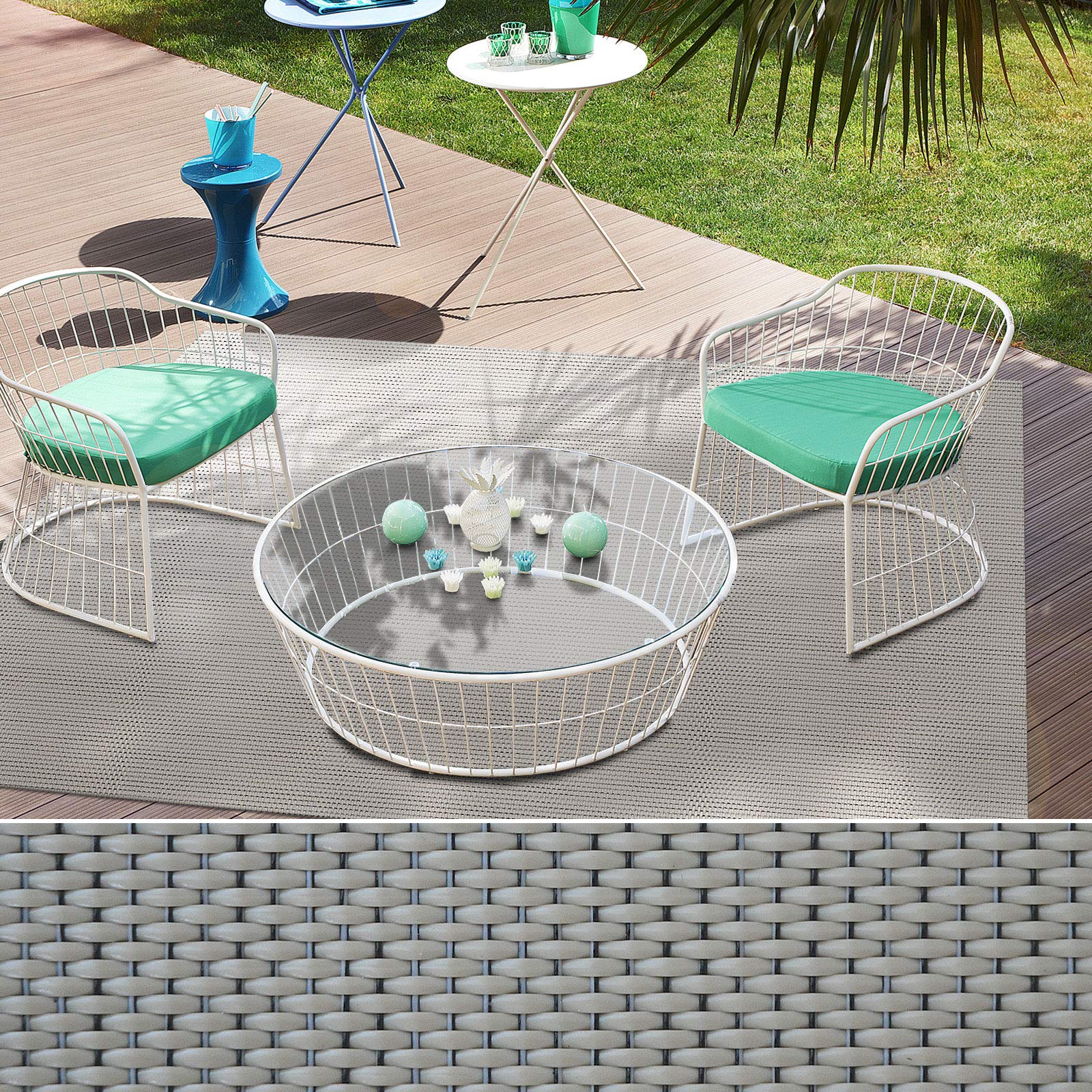casa pura In & Outdoor Teppich Wetterfest Wohnzimmer Balkon Küchenteppich Terrassenteppich – Palermo 180x300cm